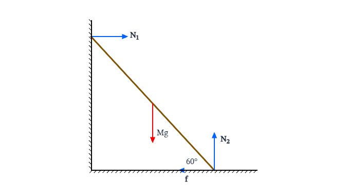 Free body diagram of ladder on wall: A free body diagram template for Ladder on Wall.