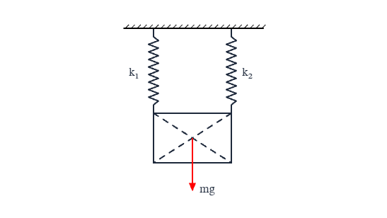 Free body diagram of springs in parallel: A free body diagram template for Springs in Parallel.